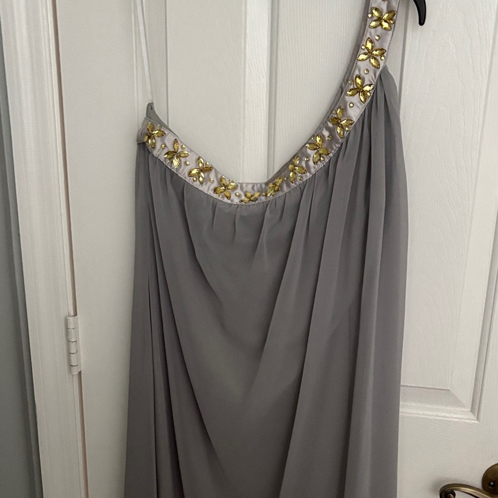 Ever Pretty Gray Dress with Gold Floral Details